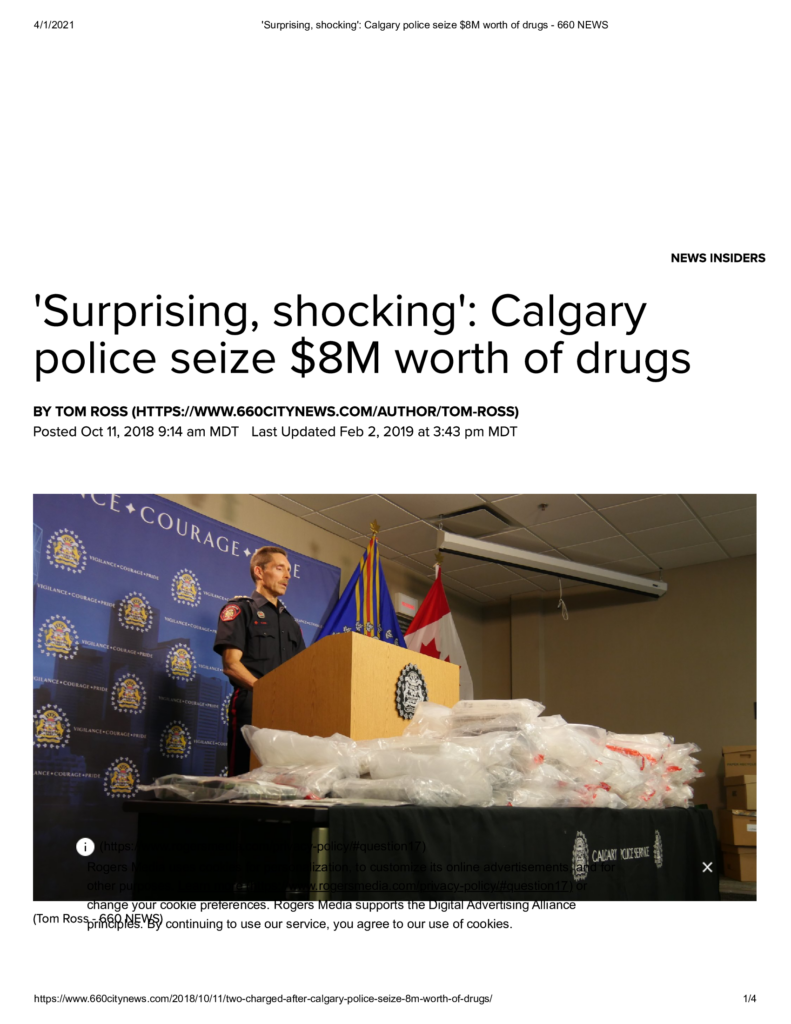 Surprising, shocking - Calgary police seize $8M worth of drugs
