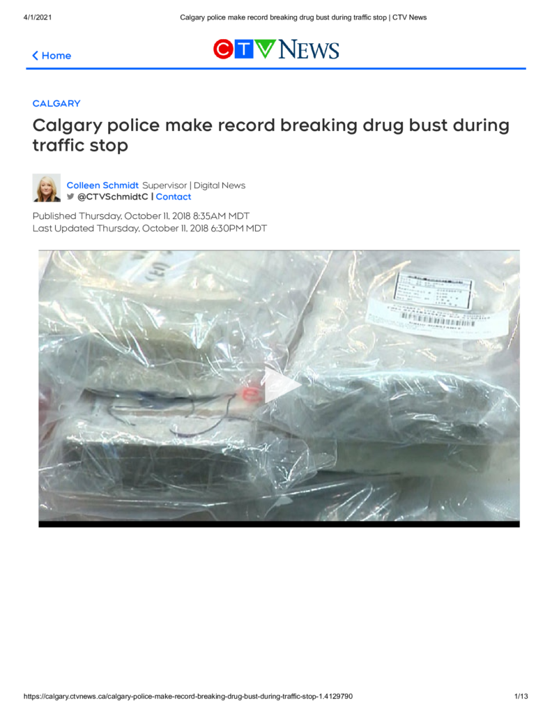Calgary police make record breaking drug bust during traffic stop