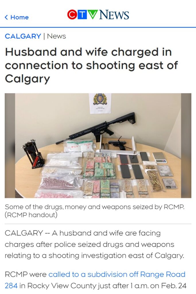 Calgary CTV News: Husband and wife charged in connection to shooting east of Calgary