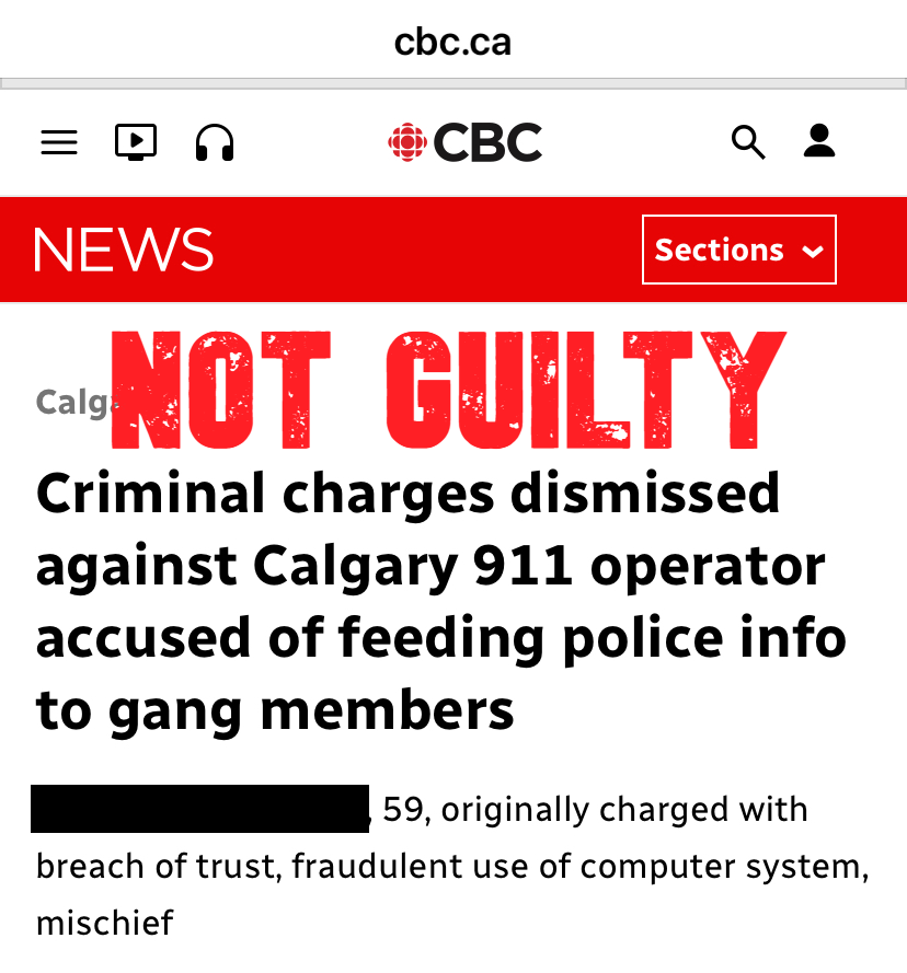 CBC Criminal charges dismissed against Calgary 911 operator-not-guilty